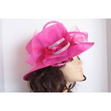 Kentucky Derby Hat Hot Pink Rhinestones Church Special Occasion Mujer&apos;s Adjust  eb-71379295